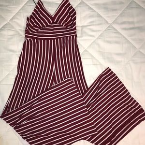 Red cropped jumpsuit